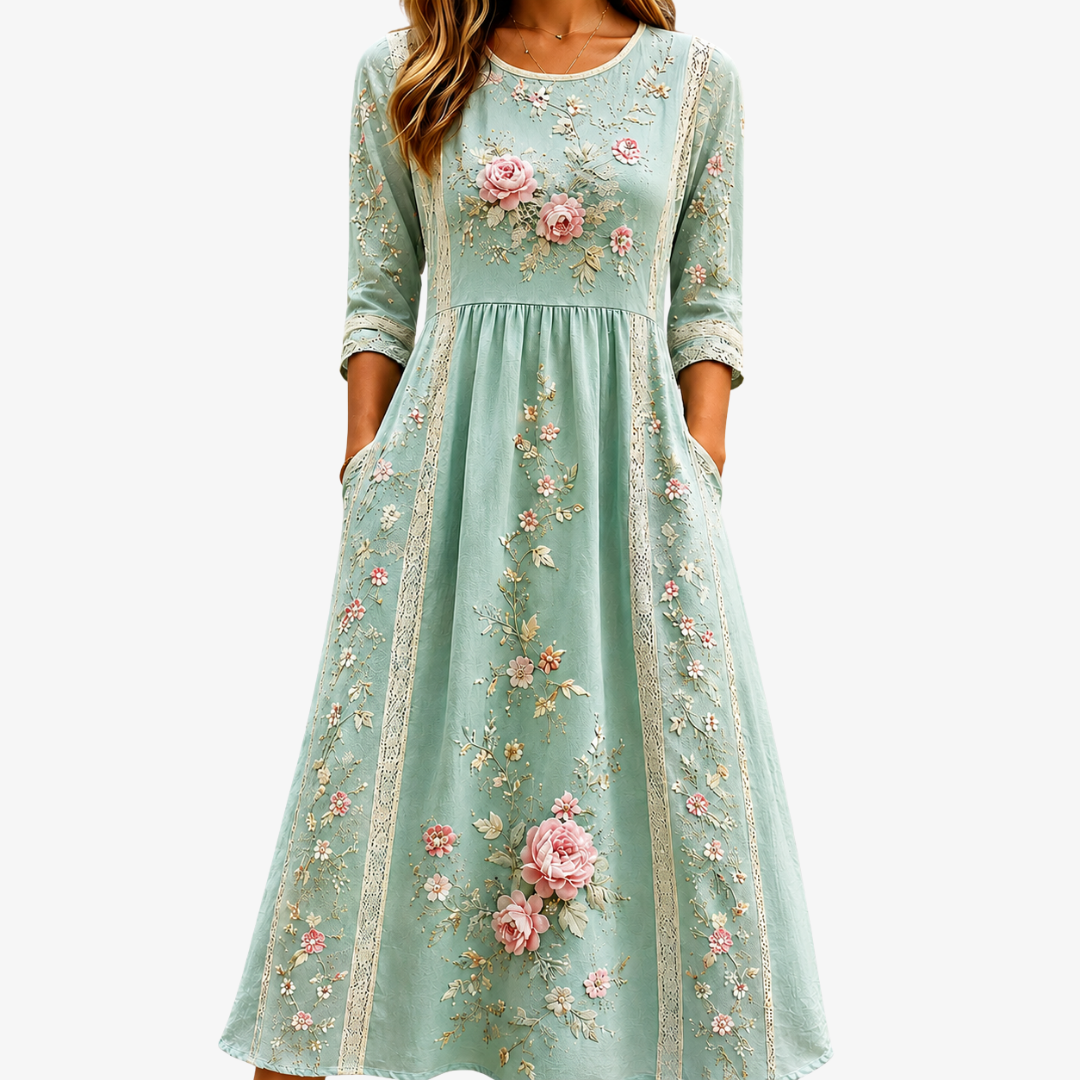 Lisa - Blush Rose Garden Grace Midi Dress
